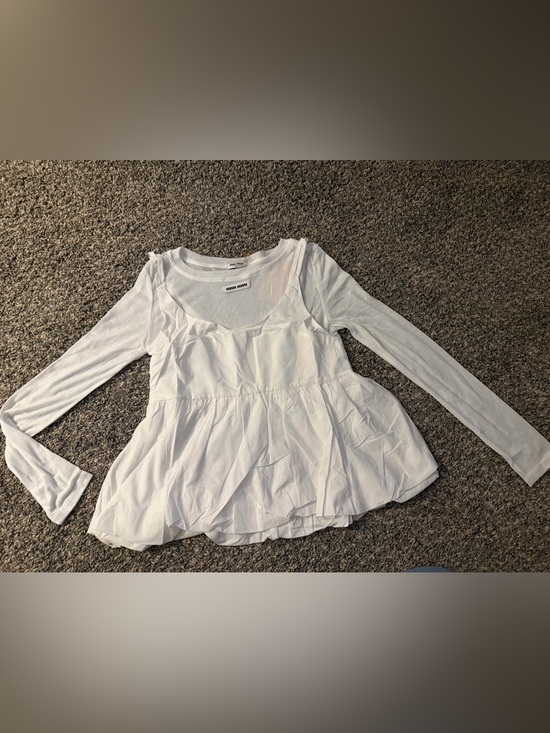 Miu Miu Tops - Miu Miu White Layered Long-Sleeve Peplum Top